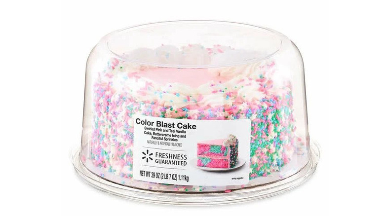 Walmart's Swirled Pink and Teal Vanilla Cake