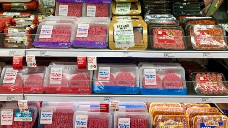 Meat packages displayed at Target