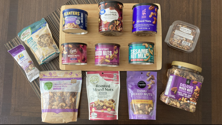 array of mixed nut selections