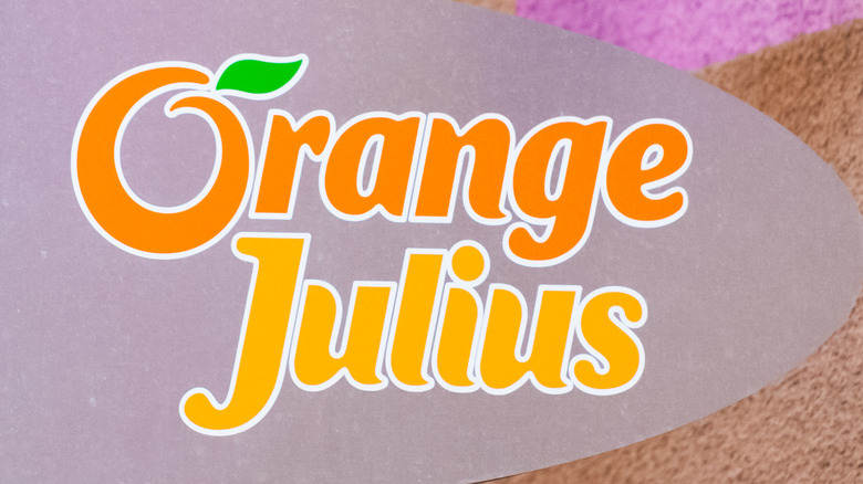 Orange Julius logo on hanging sign