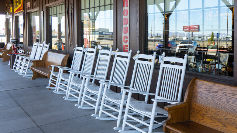 rocking chairs at Cracker Barrel