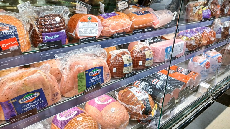 Deli meat in display case