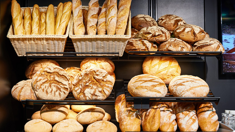 freshly baked bread on shelf