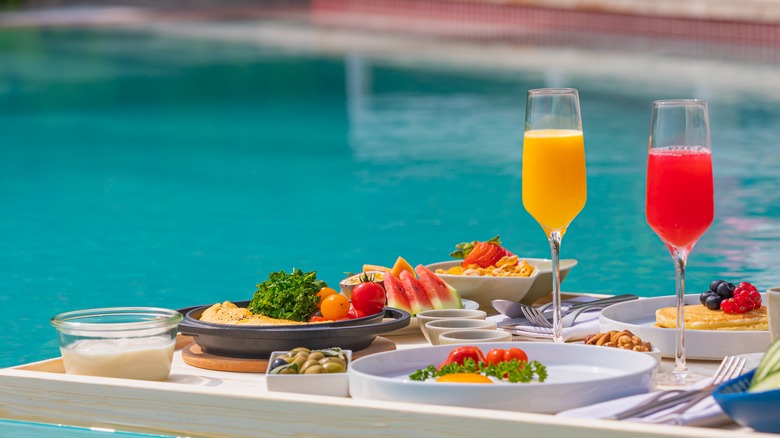 hotel poolside fruit and breakfast