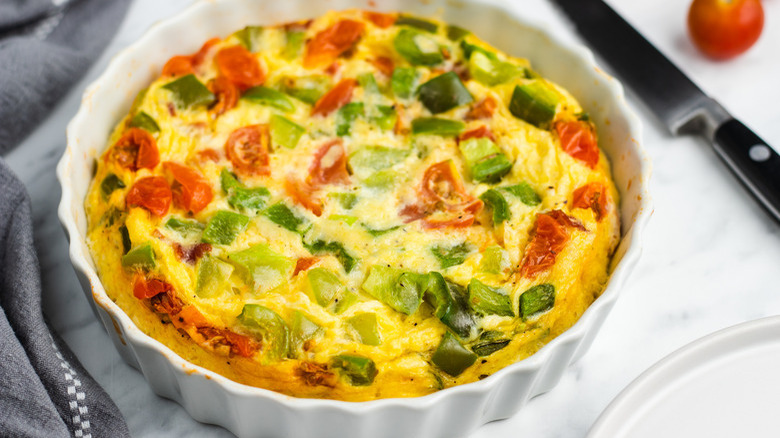 Frittata in white pan