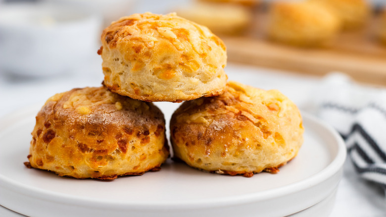 Cheese biscuits on white plate