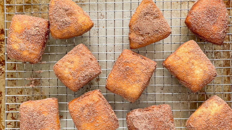 Square donuts on wire rack