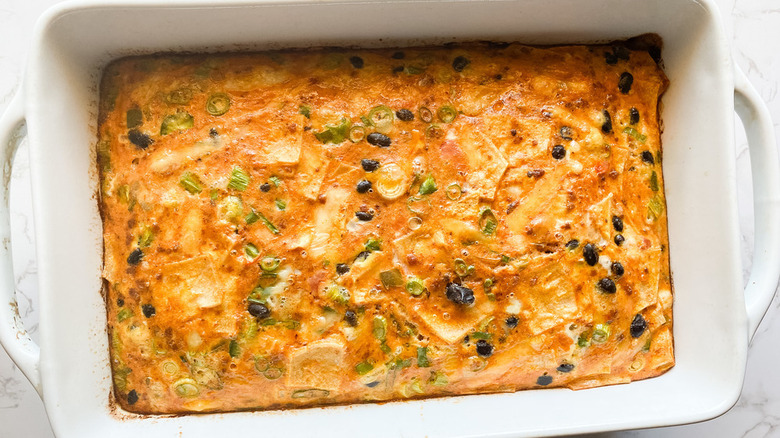 Casserole in white pan