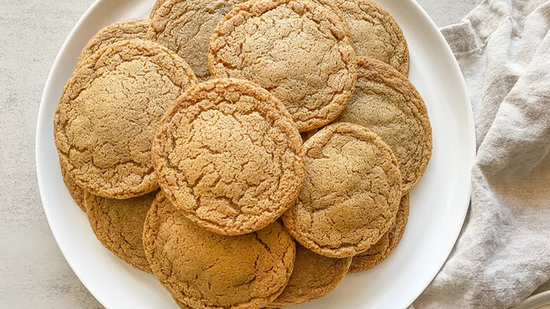 Plateful of round molasses cookies