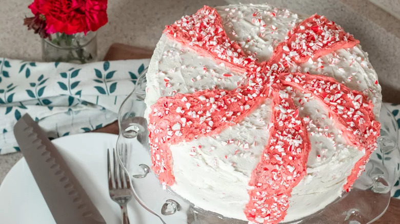 White chocolate peppermint cake 