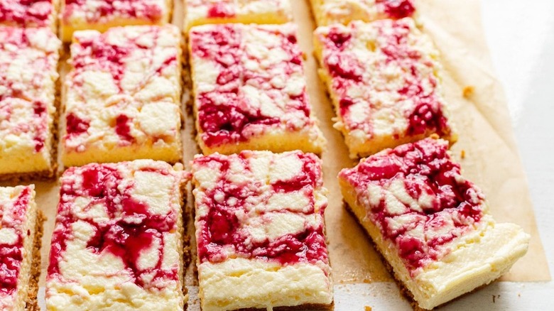 No-Bake Jell-O Cheesecake cut into squares