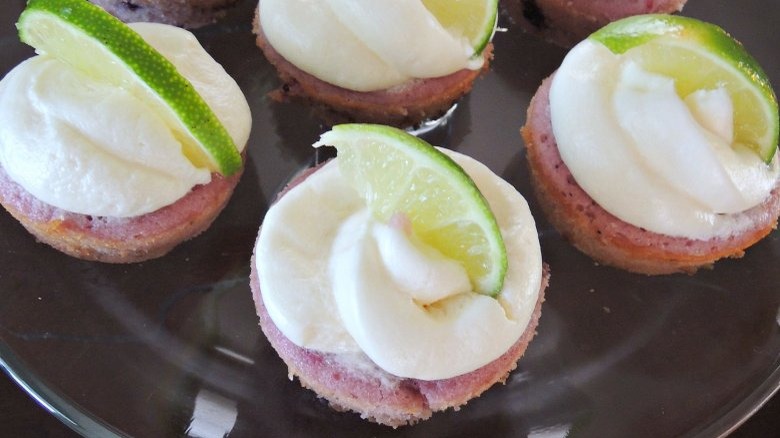 Plate of berry margarita cupcakes