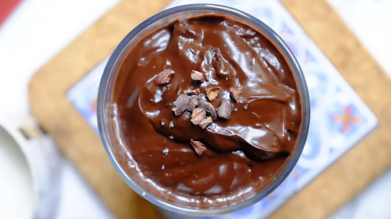 Chocolate Pudding with cacoa nibs on top