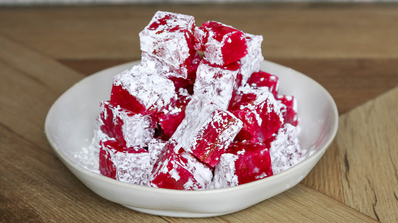 Turkish delight with powdered sugar