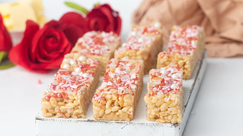 Plate of Valentine's Day Rice Krispies Treats 