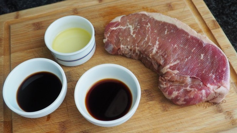 Sliced steak on a plate