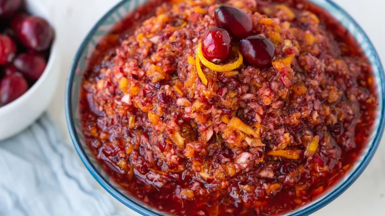 A bowl of cranberry relish