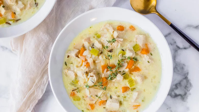 A bowl of turkey soup