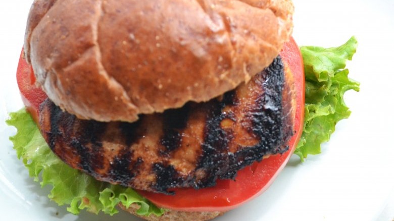 Chicken with grill marks on bun