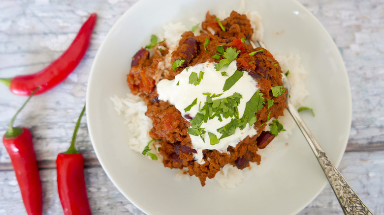 Chili with chile peppers