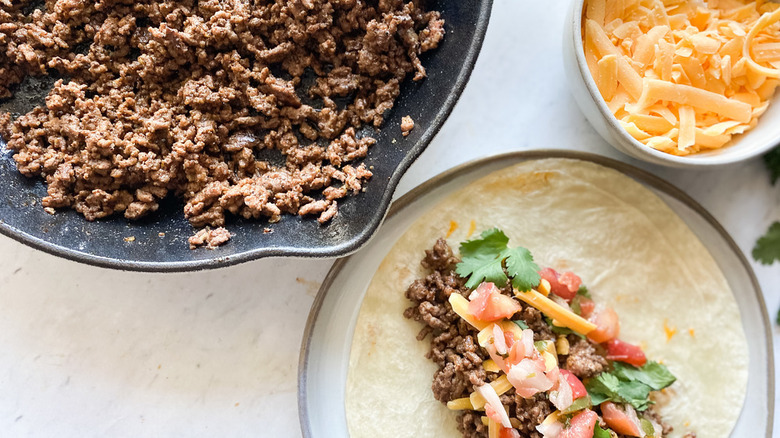 Spicy ground beef and soft taco