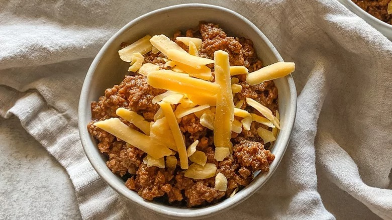 Chili with shredded cheese