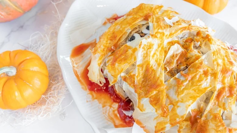 Meatloaf in phyllo mummy wrappings
