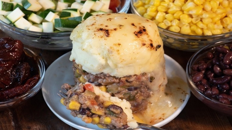 Mexican shepherd's pie on plate