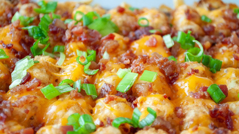 Tater tot casserole in pan