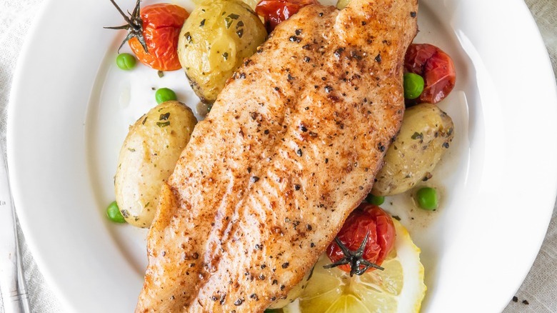 fish and vegetables on plate