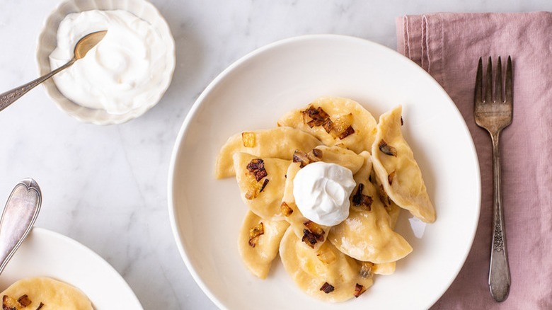 pierogies with sour cream