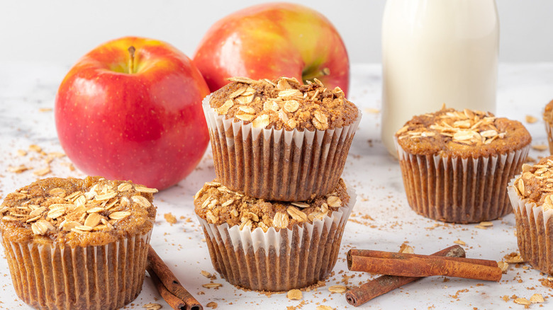 Oat-topped apple muffins