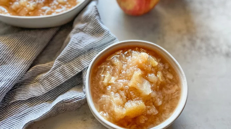 chunky apple sauce in bowl