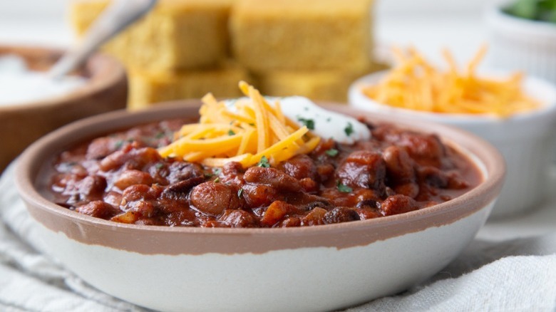 vegetarian chili cheddar cheese