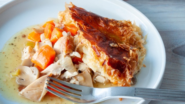 chicken pot pie with fork