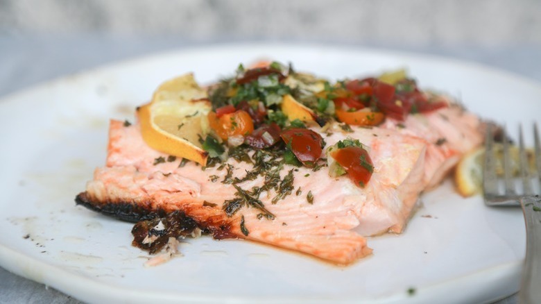 grilled salmon on plate