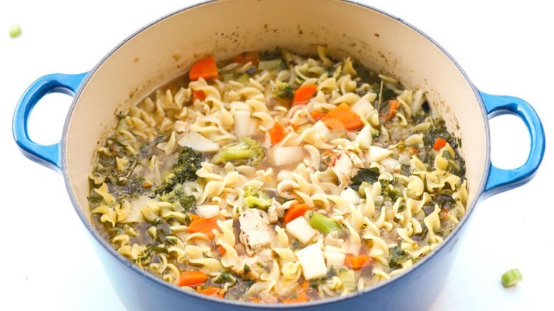 pot of chicken noodle soup