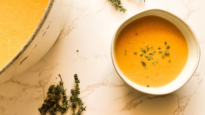 autumn squash soup in bowl