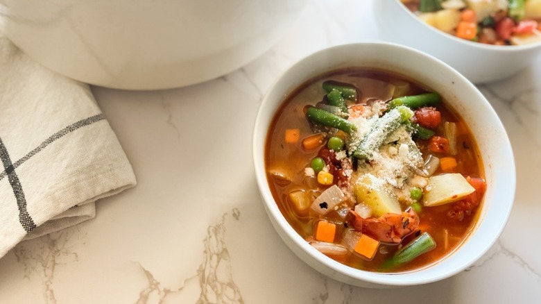 bowls of spicy vegetable soup