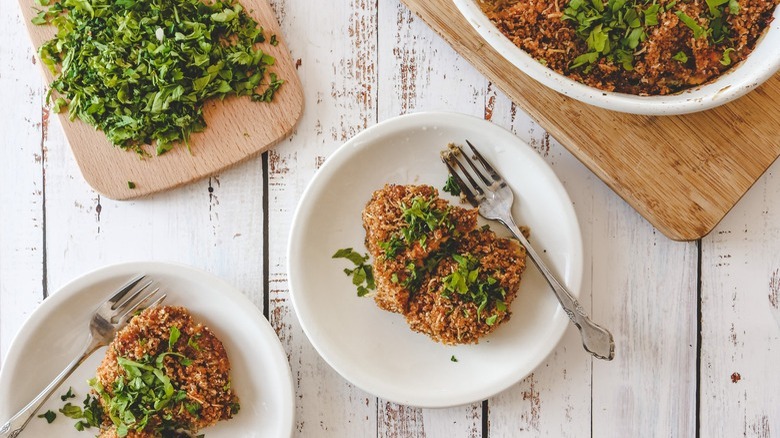 slices of zucchini casserole on plates