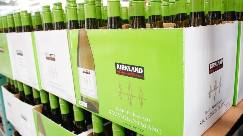 boxes of Kirkland Marlborough Sauvignon Blanc wine