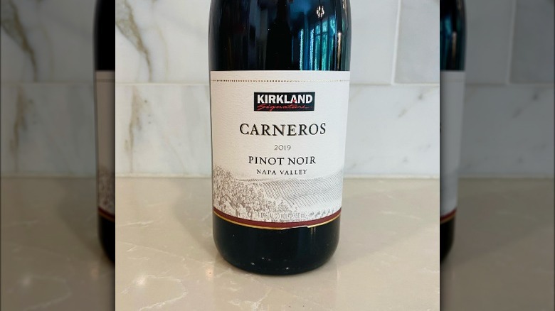 bottle of Kirkland Carneros Pinot Noir wine