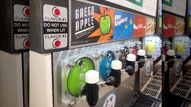 Green Apple Slurpees in a 7-Eleven slurpee machine