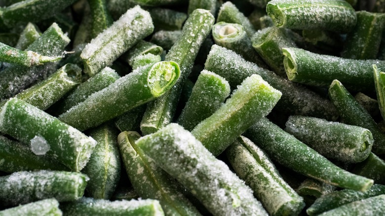 frozen green beans close-up