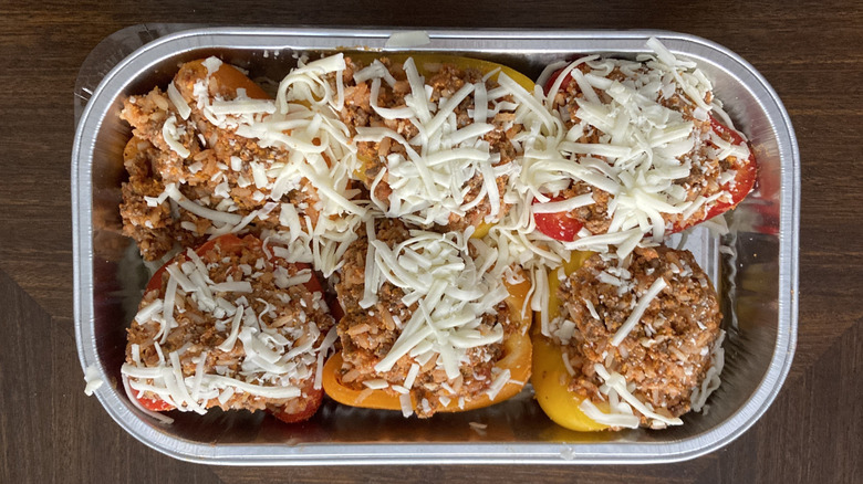 Tray of stuffed bell peppers