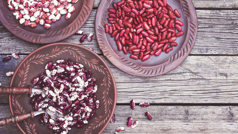 raw beans on plates