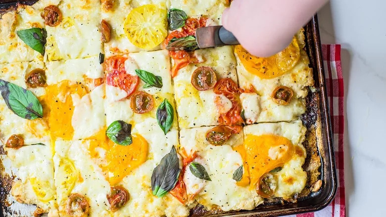 Garlic Focaccia Pizza and cutter