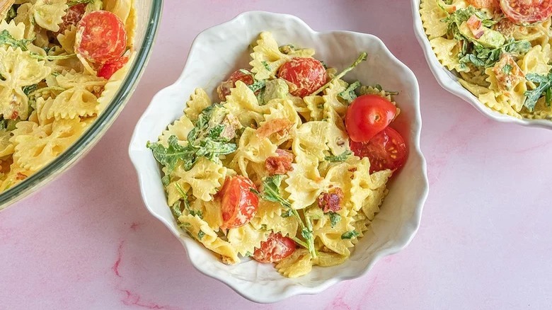 bowls of blt pasta salad