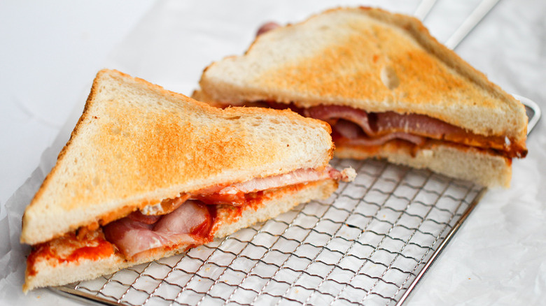 british bacon and ketchup sandwich