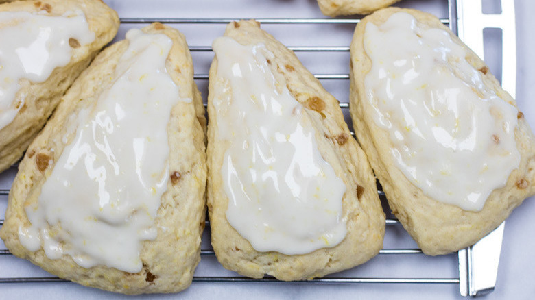 large triangular scones with frosting